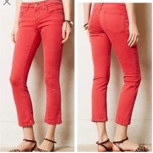Anthropologie Pilcro and the Letterpress Stet Red Coral Jeans